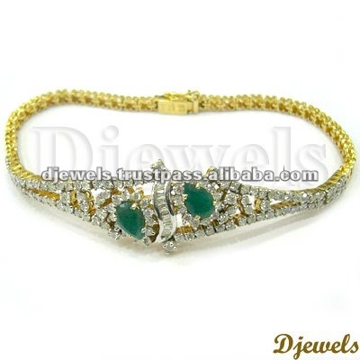 1024 Ct Emerald Diamond Gold Bracelet Wedding Bracelet