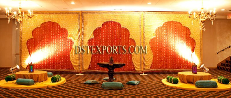 See larger image WEDDING RED AND GOLDEN STAGE BACKDROPS
