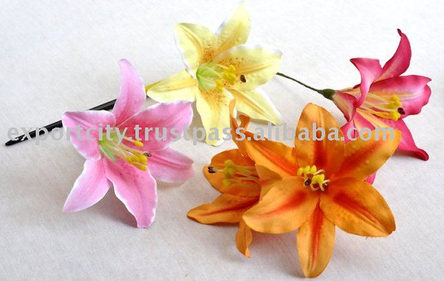 Stargazer lily casablanca flowers wood hair clip hair grip