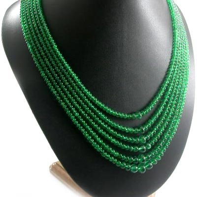 Multi Beaded Necklace. Emerald Multi Strand Bead
