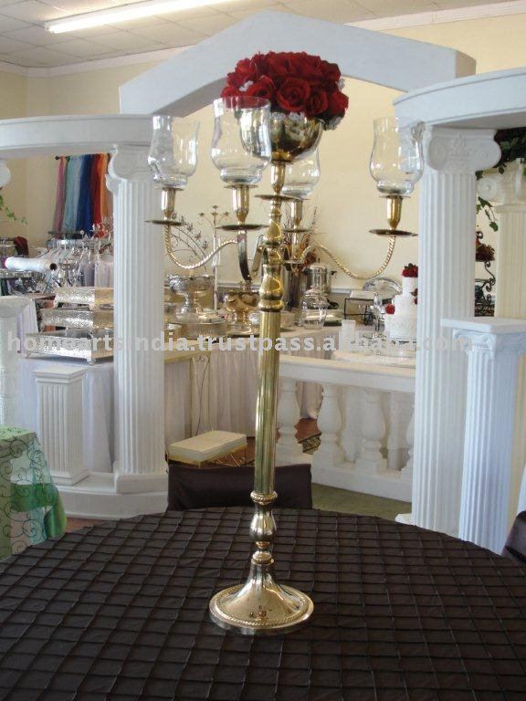 Aluminium floor wedding candelabra with flower bowl