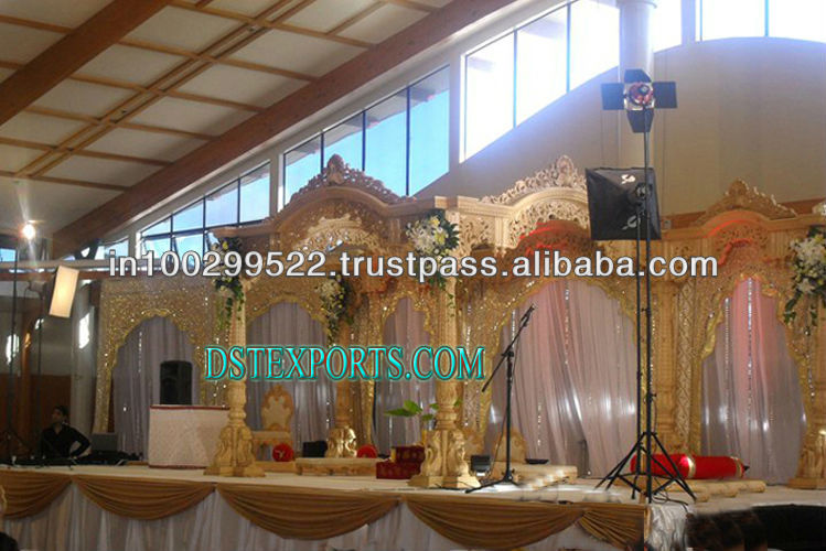 See larger image INDIAN WEDDING GOLDEN WOOD MANDAP SET