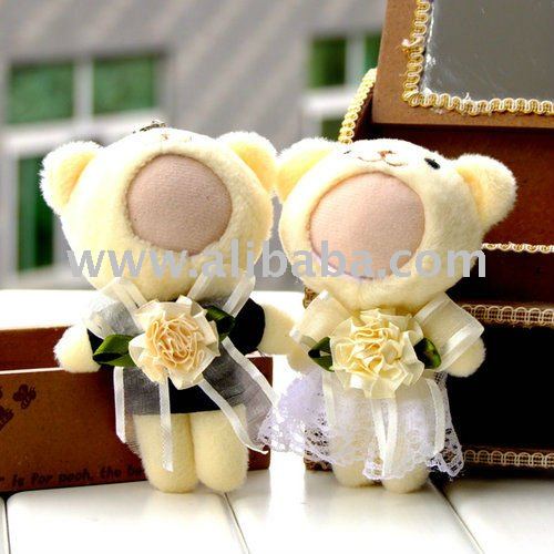 Diy wedding dolls Yellow wedding dress bear 10cm 