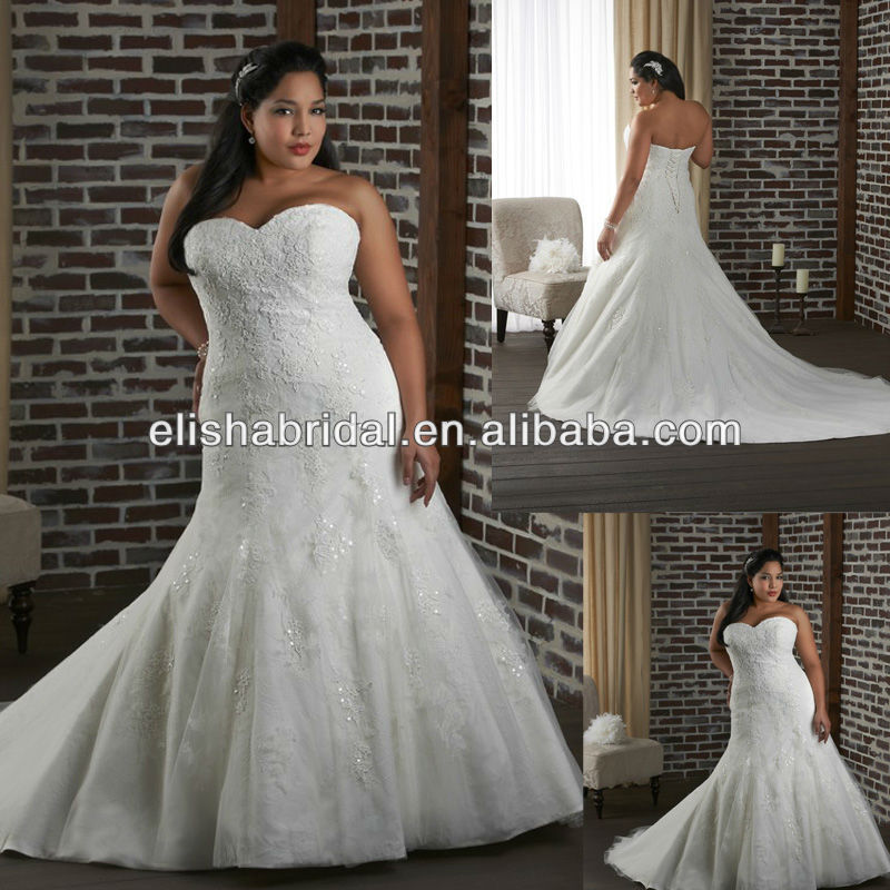 ... Classic And Elegant Fit And Flare Sequined Lace Wedding Dress xxl Size