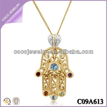 Fashion jewelry crystal meaning hamsa hand necklace