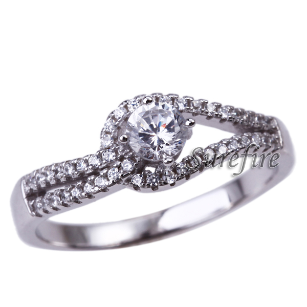 2014 White gold plated 925 silver wedding rings set gold