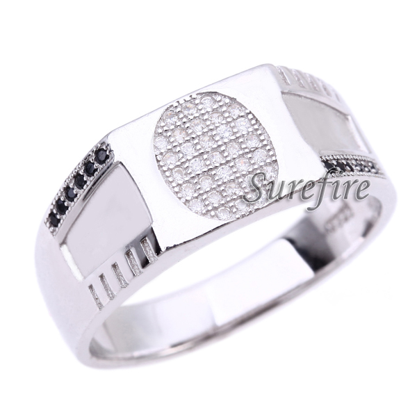 Wholesale white gold plated 925 silver mens platinum wedding rings