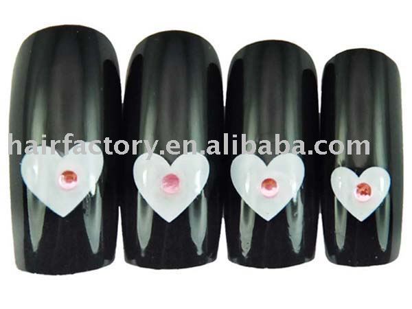 rhinestones on nails. See larger image: Lovely Heart Rhinestones Black False Nail,Artificial Finger Nails. Add to My Favorites. Add to My Favorites. Add Product to Favorites