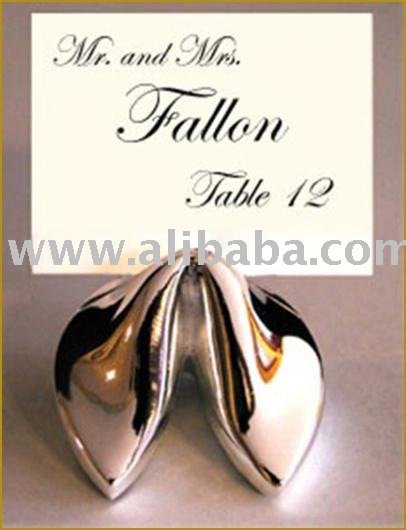 Silver Plated Fortune Cookie Place Card Holder