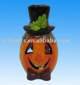 Dise&ntilde;o de cer&aacute;mica de la calabaza del sostenedor del tealight de v&iacute;spera de Todos los Santos