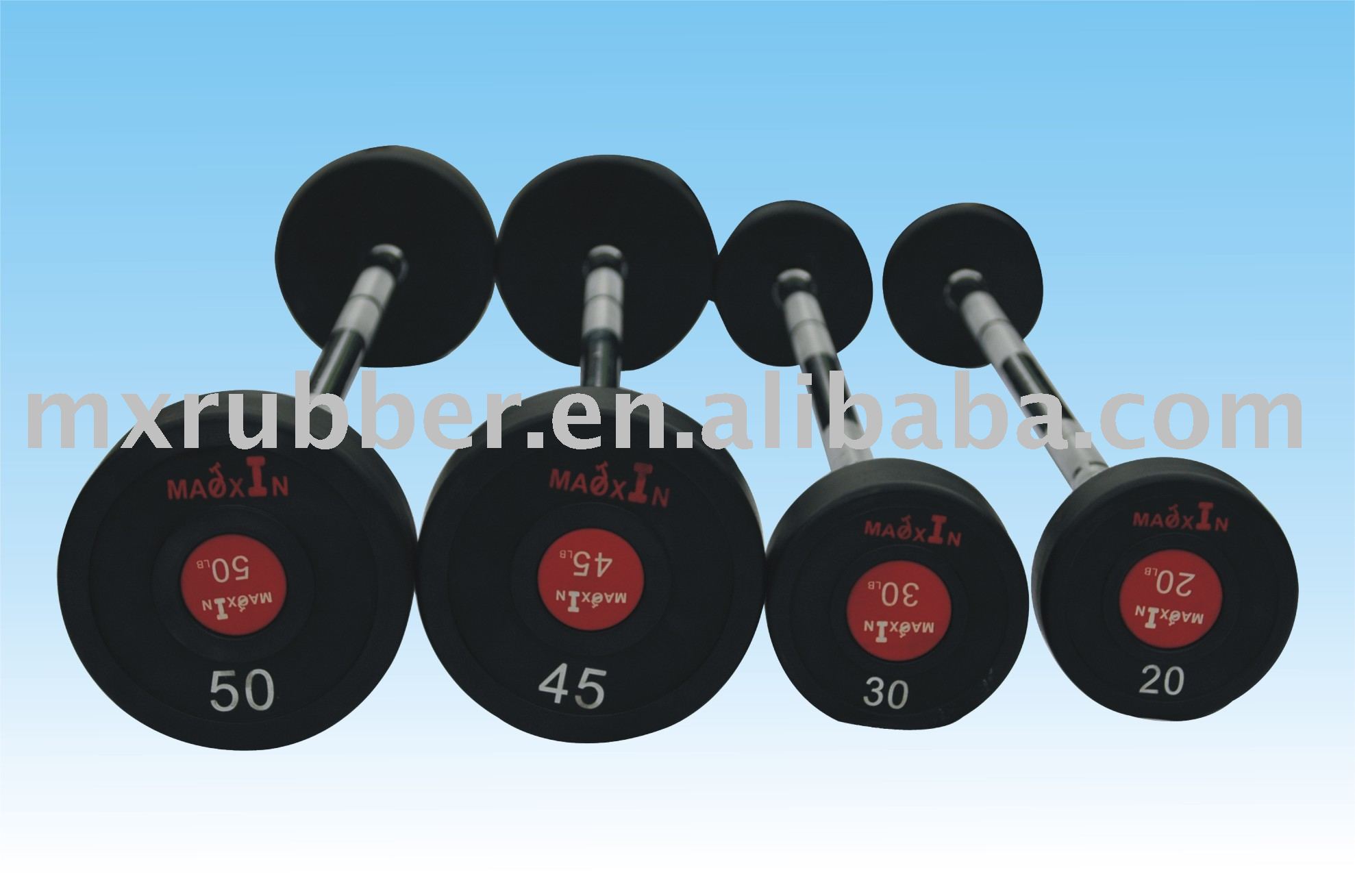 barbell with weights attached