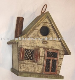 antiguos de madera casa del pájaro con la pintura-Jaula de mascotas