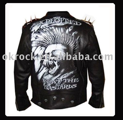 Leather Jacket Punk Leather Jacket skull leather jacket halei jacket