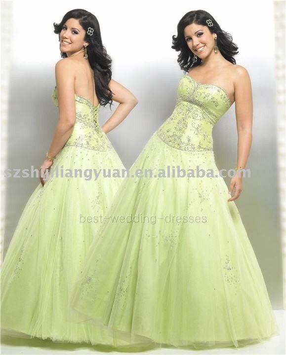 lime green fashion wedding dress SJ0397