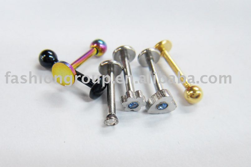 See larger image: lip ring body piercing jewelry stainless steel lip ring