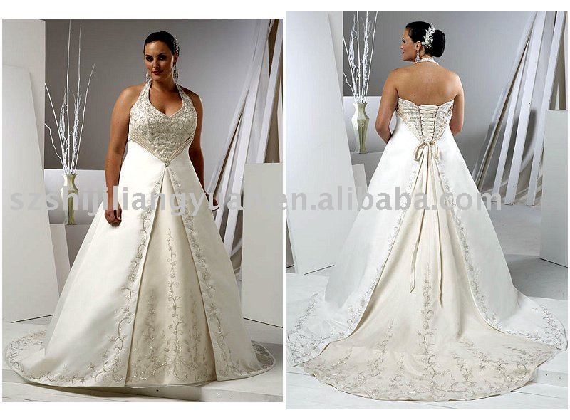 white big size elegant wedding dress SJ0724