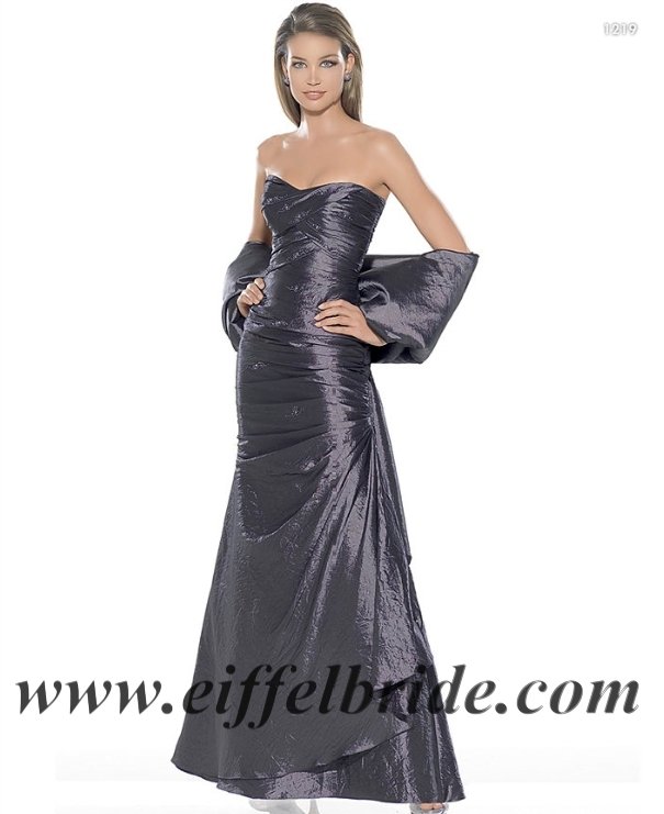 LA9029 strapless and grasp folding dark silver evening dress