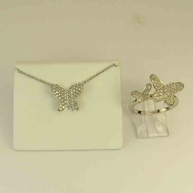 Earring Ring Butterfly Diamond Set 12748 
