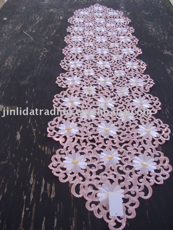 embroidery table runner polyester table cloth table cover daisy design 