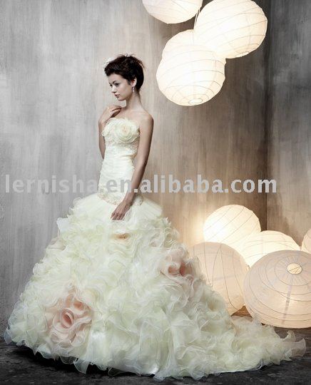 See larger image dramatic flower wedding dress WL5009 