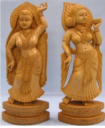 Statues Of Women. Wooden Statues:Indian women