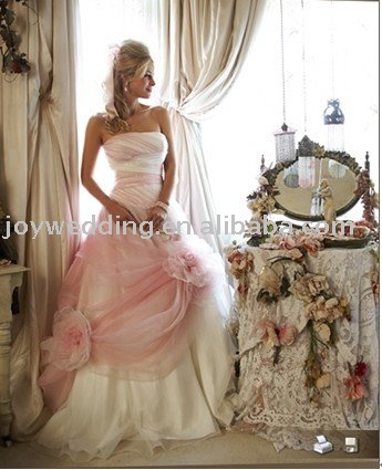 pink and white wedding dresses