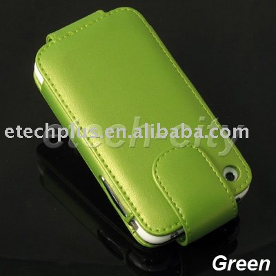 Iphone Green on Green Leather Case For Iphone 3gs   3g  Flip Type  Magnetic  Products