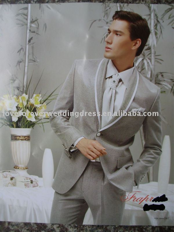 Elegant Wedding Suit with silver gray color style
