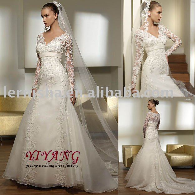 See larger image long sleeve Wedding Dress AWD039 