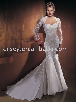 W1725 custommade wedding dresses long sleeve jacket