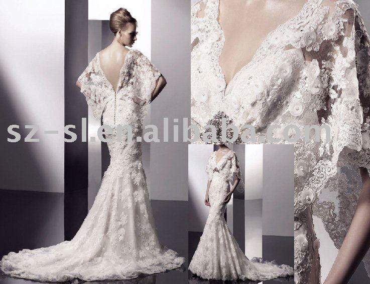 Luxurious Wedding dress gown lace sleeve sl473