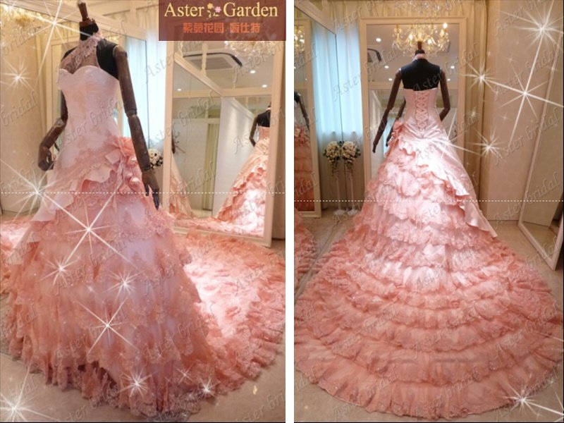 Stunning 2010 new style attractive pink lace wedding dress RB054