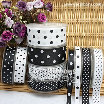 Black White Polka Dot Ribbon