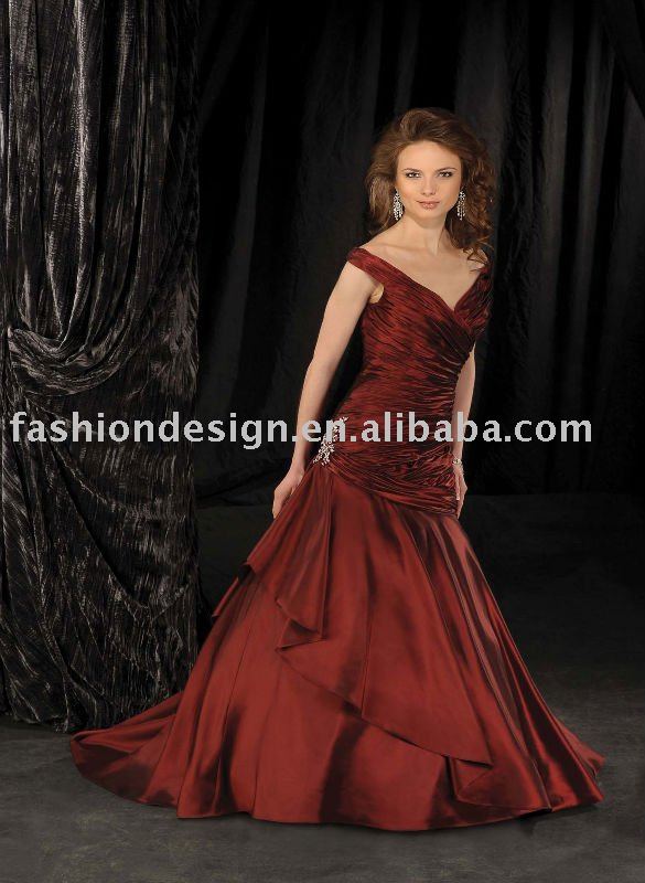 dark red taffeta wedding dressesmanufacture wedding gowns YS259