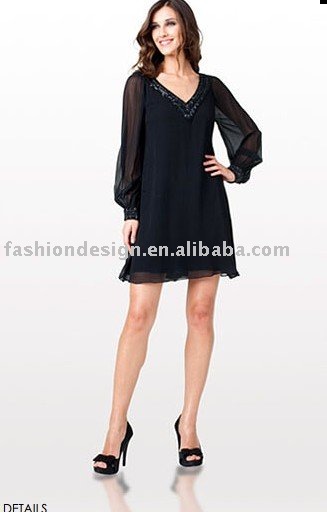 formal dresses with sleeves. long sleeves chiffon black