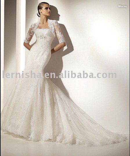2010 European style short sleeve lace bridal gown LFS1141