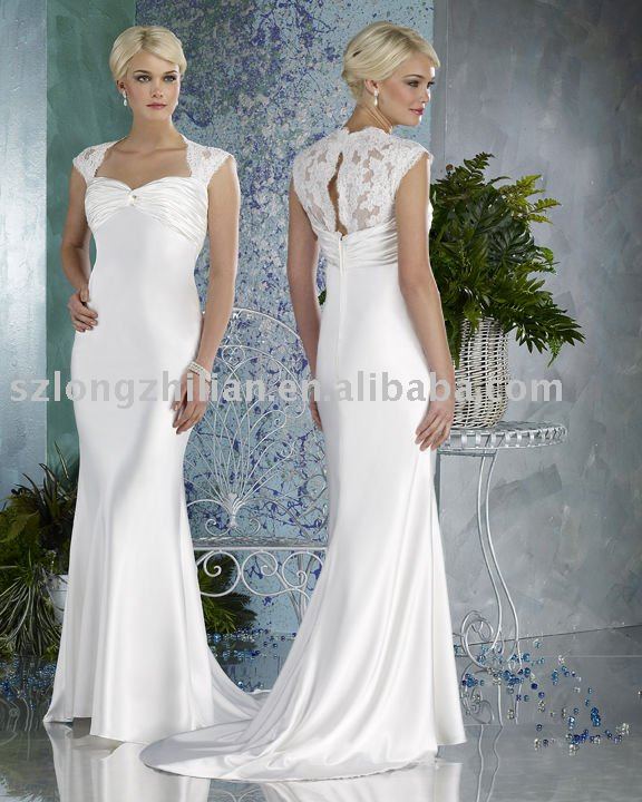 wedding dresses with color and sleeves. Cap Sleeves Bridal gown SD1136