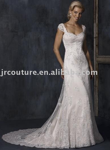 lace wedding dress with sleeves. Cap Sleeves Lace Wedding Dress