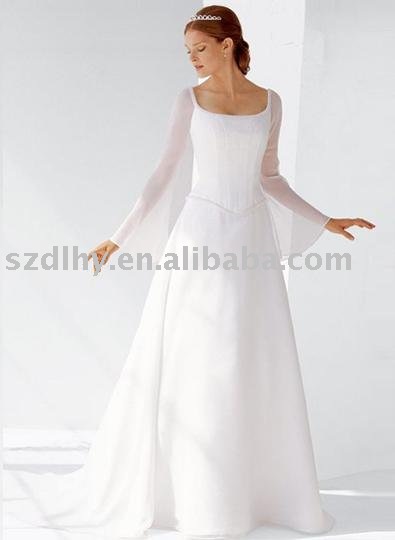 hotsale 2010 vintage long lace sleeves wedding dress SYF531