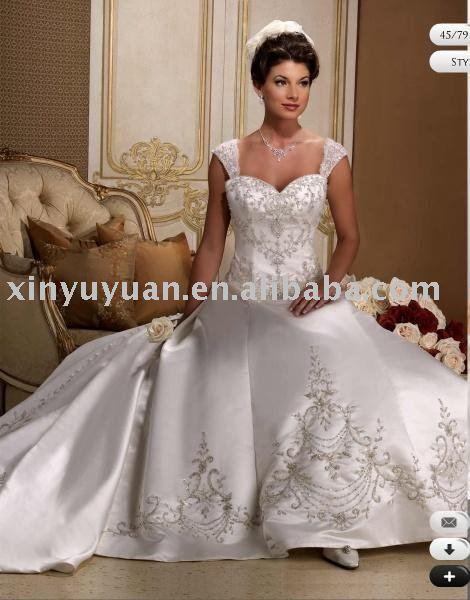 2011 modern style capsleeve beaded wedding dress bridal gown bridal 