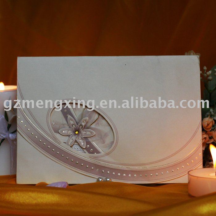 Wedding invitation card with a lovely window showing crystal a jasmine on 