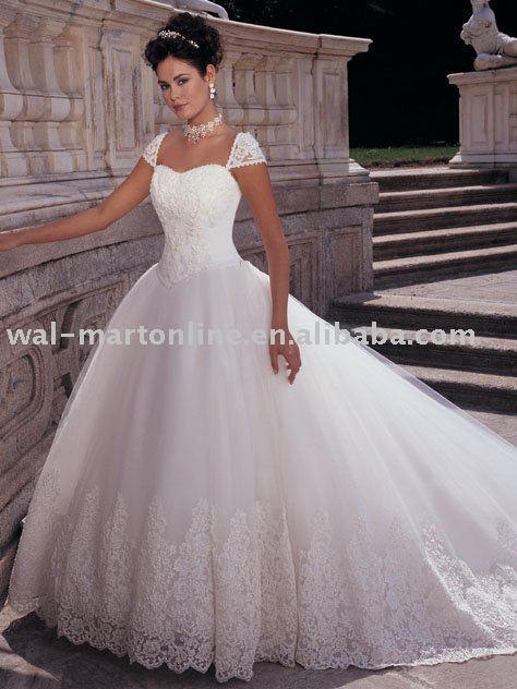 EU017 Gorgeous Ball Gown Cap Sleeve Bridal Wedding Dress