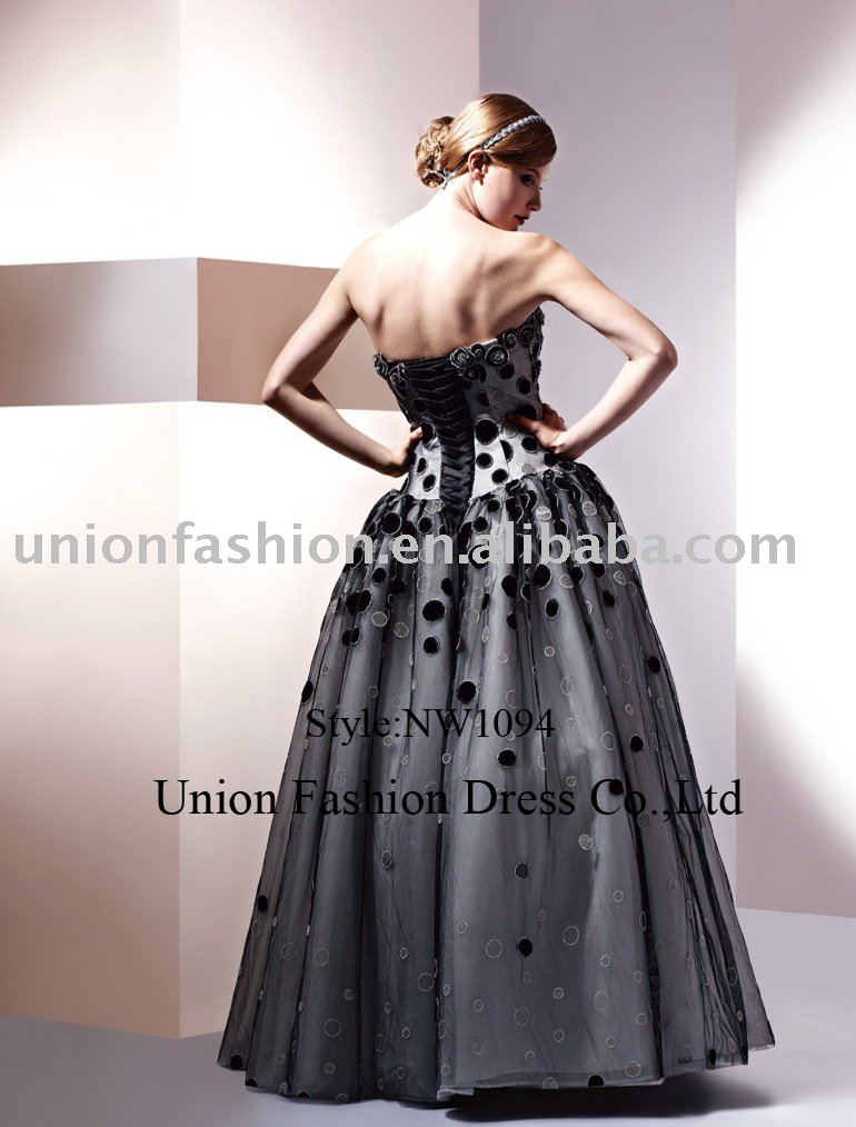 Modern black lace and satin Wedding Dress NW1094