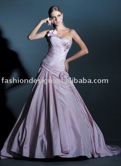 VH930 elegant oneshoulder taffeta violet wedding dress