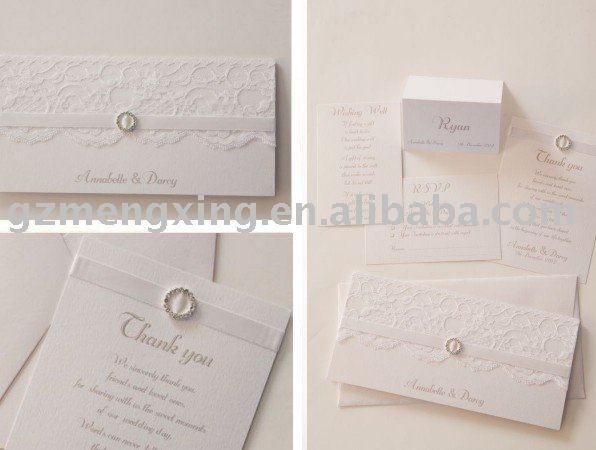 Contemporary wedding invitation with lace decorationEA886