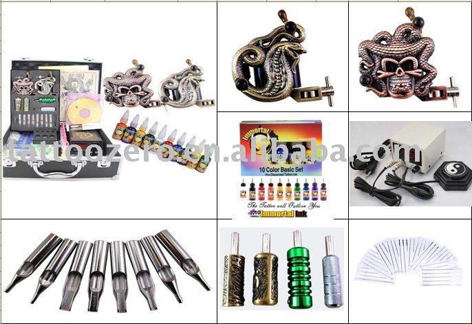 wholesale professional tattoo great ink 4 machines needle power supply kit