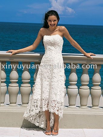 Black Lace Wedding Dress on Details  Summer Outdoor Beach Asymmetrical Wedding Dresses Aaw 003