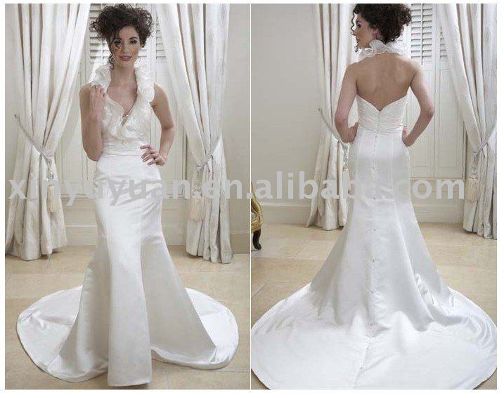 mermaid style halter strap vintage wedding dresses ETW023