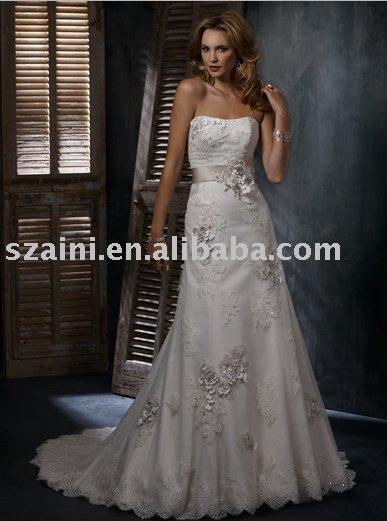 2011 famous designer satin strapless wedding dress ANWD1088