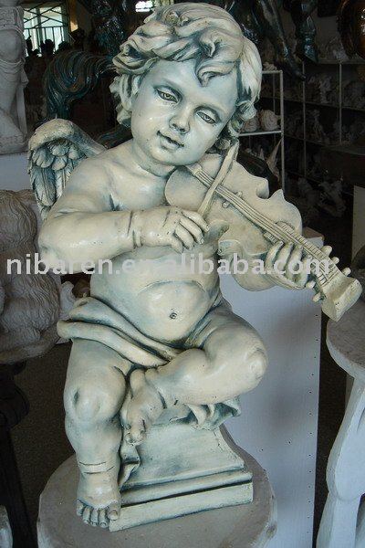 a boy angel playing the violin sculpture in fiberglass angel Sculpture